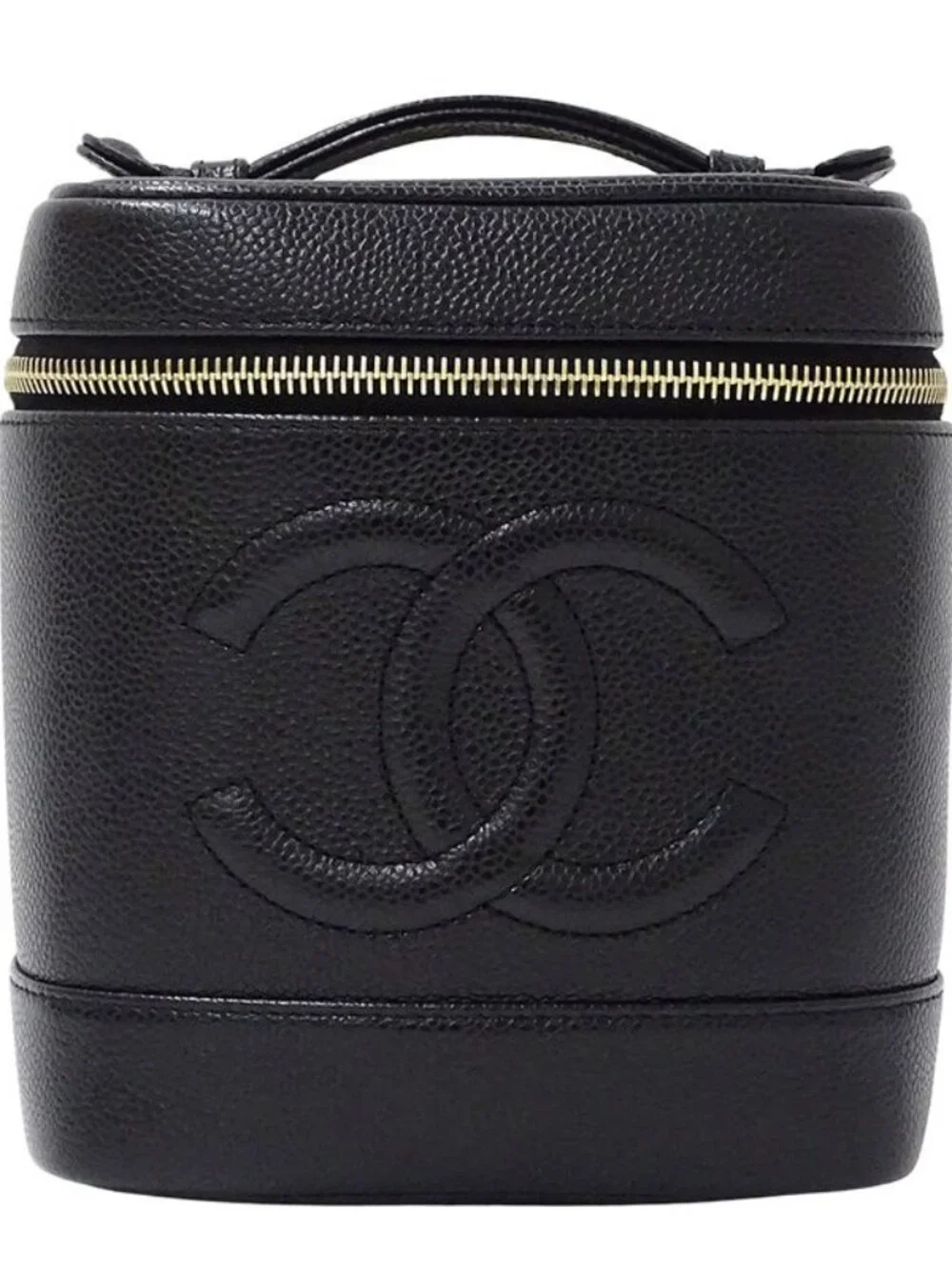 Chanel Bag Vanity Handbag Caviar Leather Black Gold Hardware